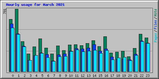 Hourly usage for March 2021